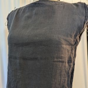 Black Crane linen cropped top